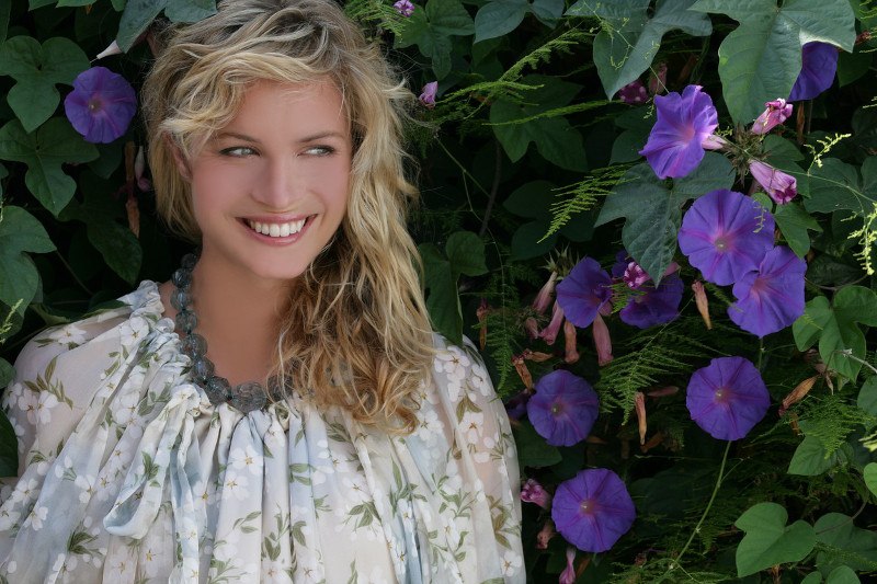 žena, cvijeće, 7. čakra