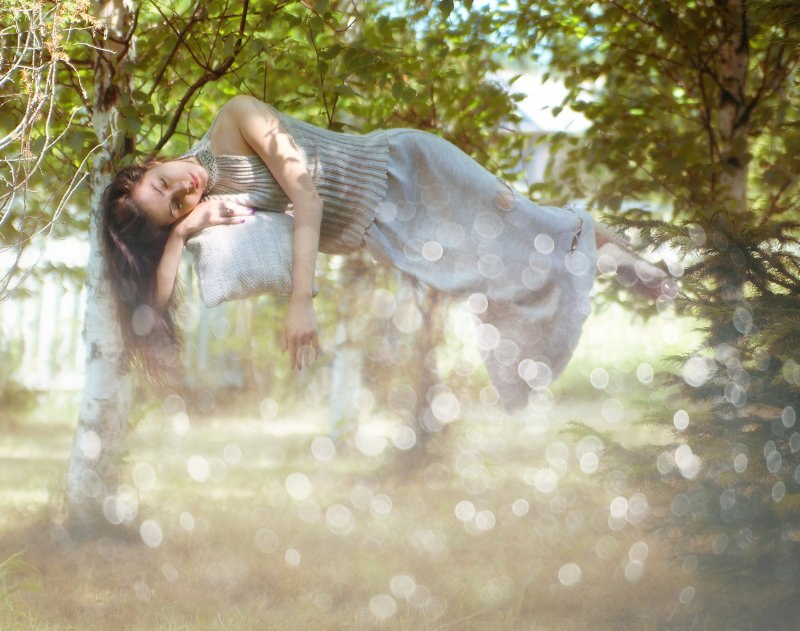 žena, meditacija, spavanje