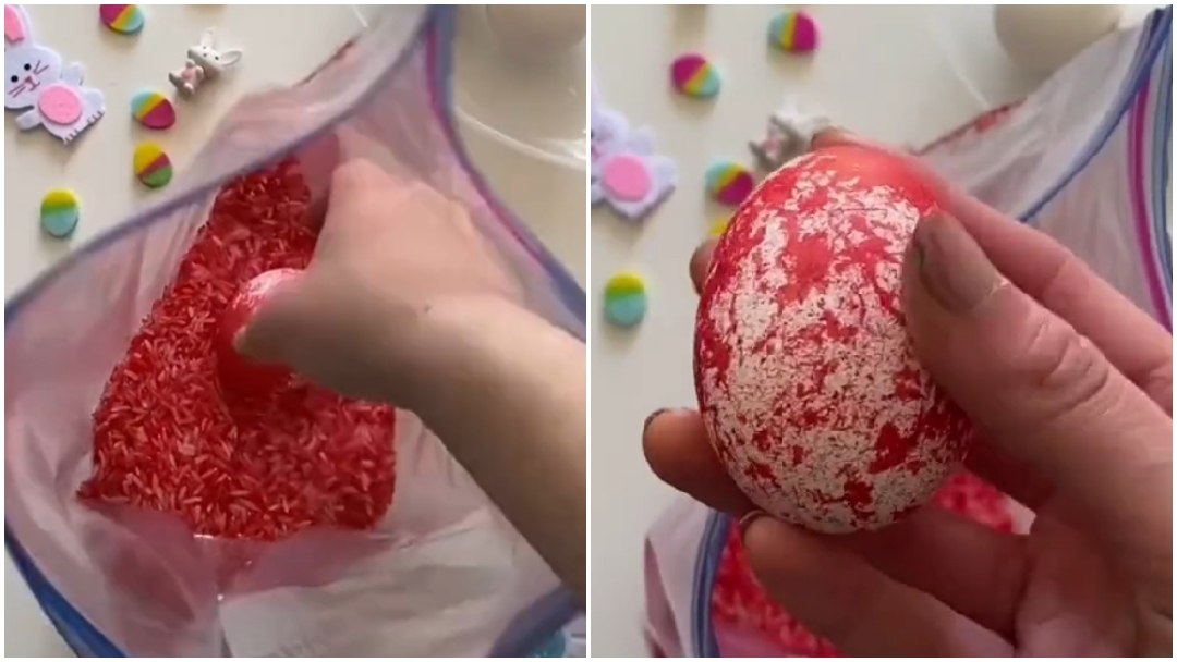 Bojanje uskršnjih jaja rižom