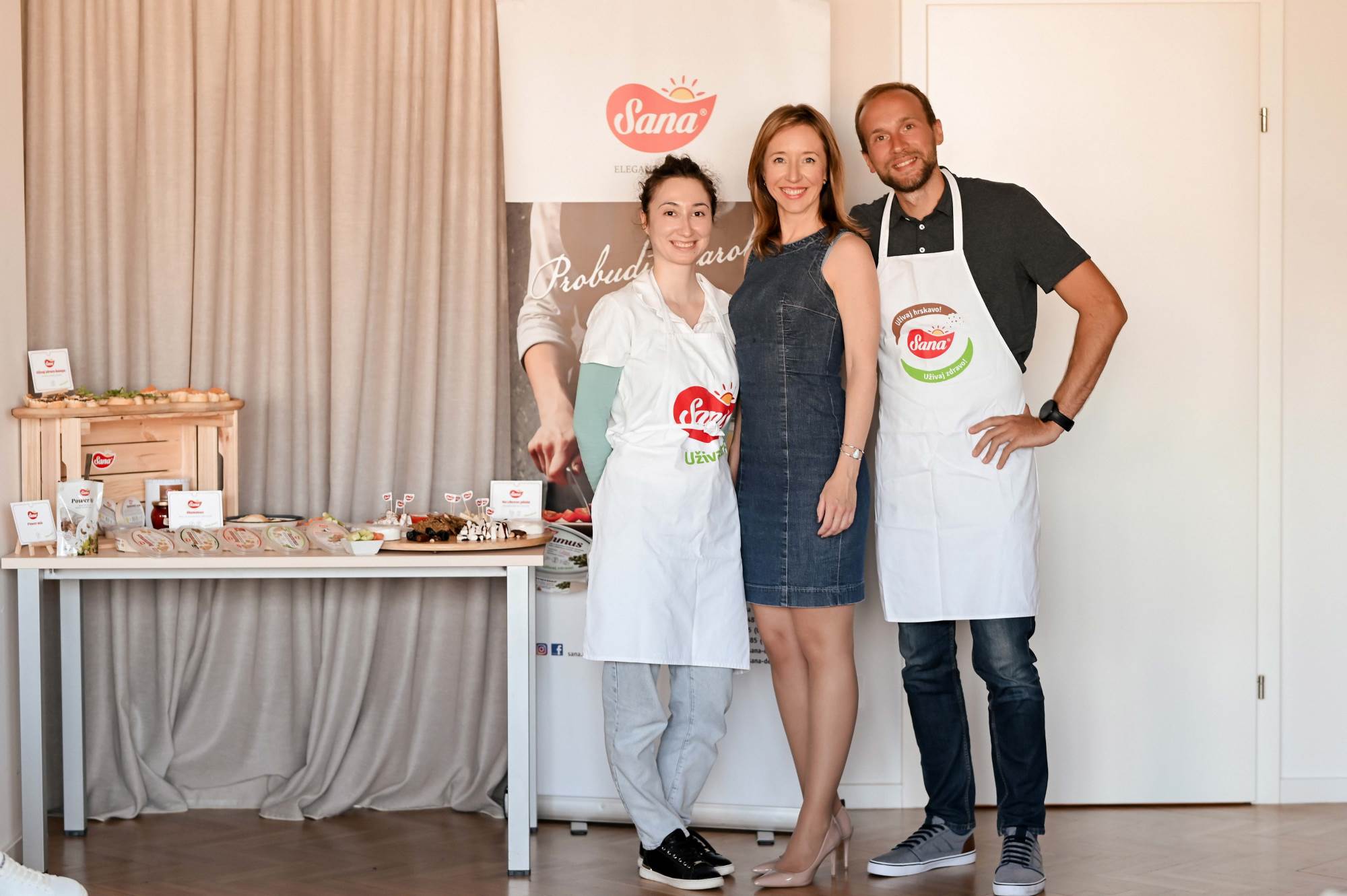 Kristina Banovec, Silvija Repić (vlasnica i direktorica tvrtke Sana delikatese) i Matei Negovetić (plant-based kuhar)