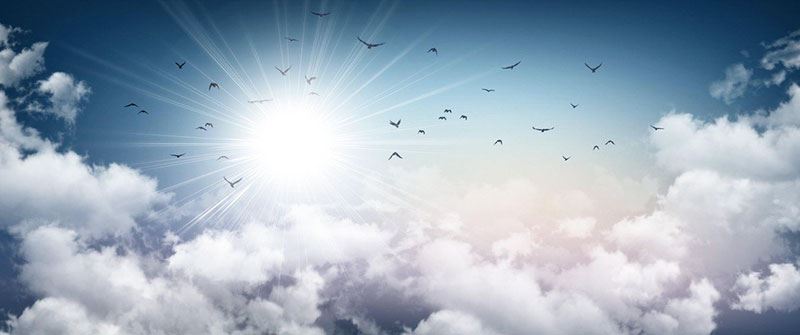 nebo sunce ptice oblaci